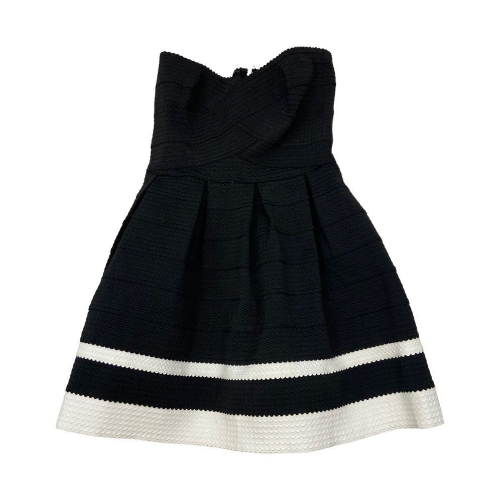 Sans Souci Brand Strapless Black and White Colorblock‎ Mini Dress Size Small